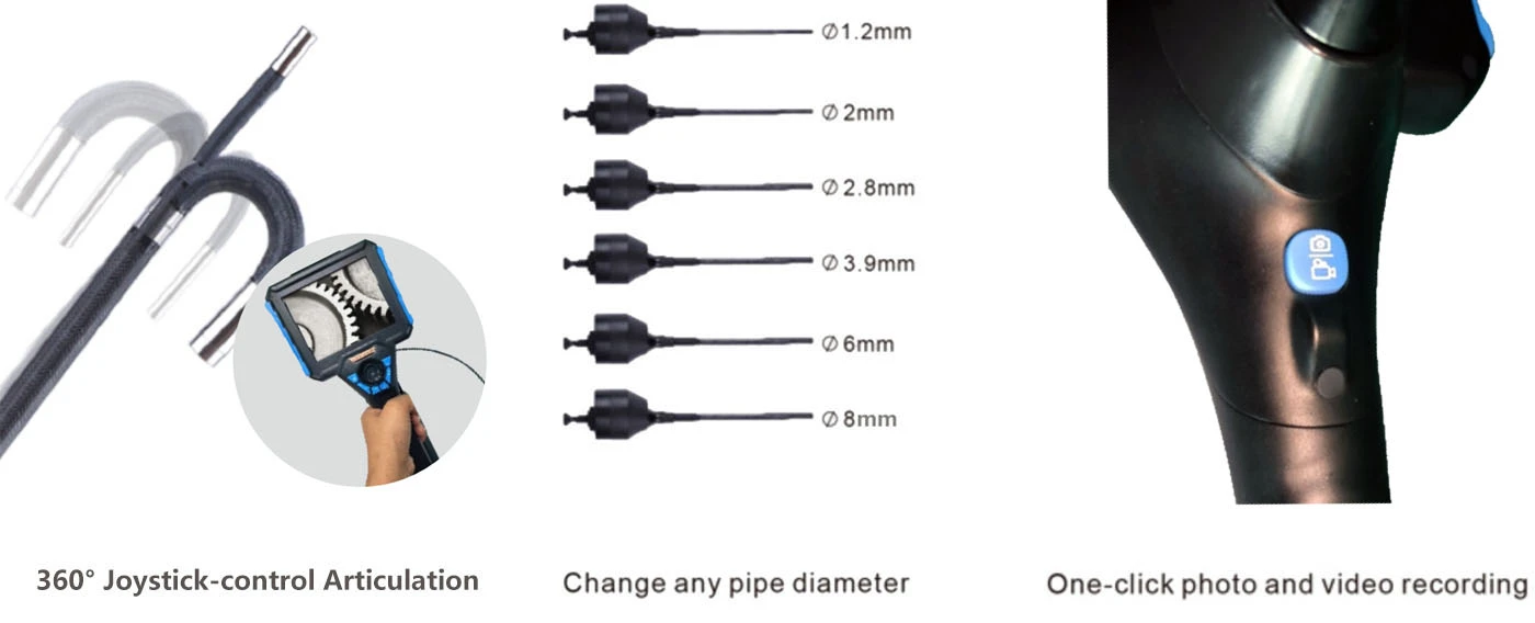 bc series 360° articulation 1080p hd joystick control 5.1'' classic borescope