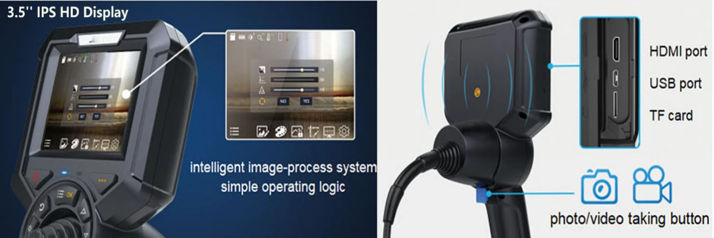 bn series 360° articulation 1080p hd joystick control 3.5'' nimble borescope