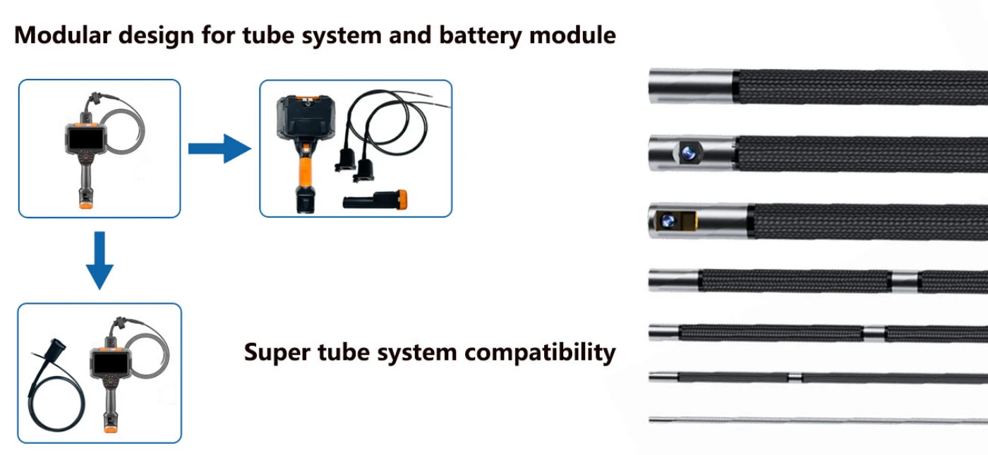 md series 360° articulation 1080p touch screen 5.7'' dynamic motor driven hd borescope