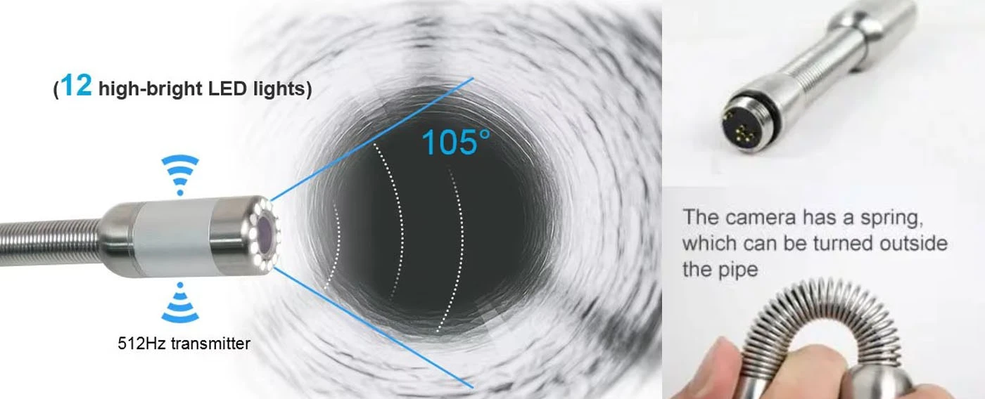 pc series 9'' hd 23mm sewer inspection camera clear pipeline endoscope
