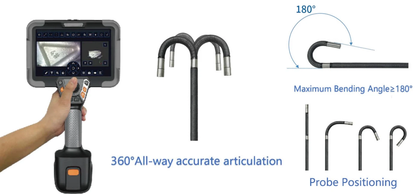 de series 360° articulation ultra hd touch screen 7'' elite motor driven 3d measurement borescope