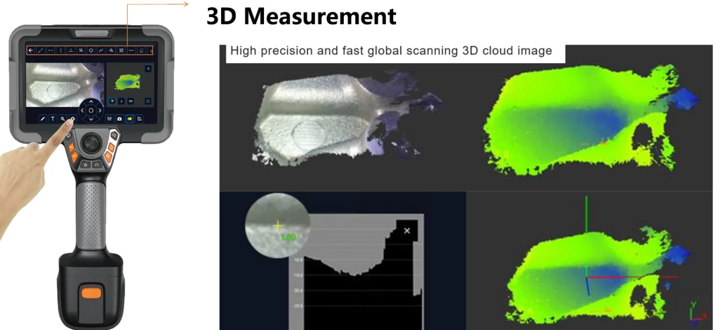 de series 360° articulation ultra hd touch screen 7'' elite motor driven 3d measurement borescope
