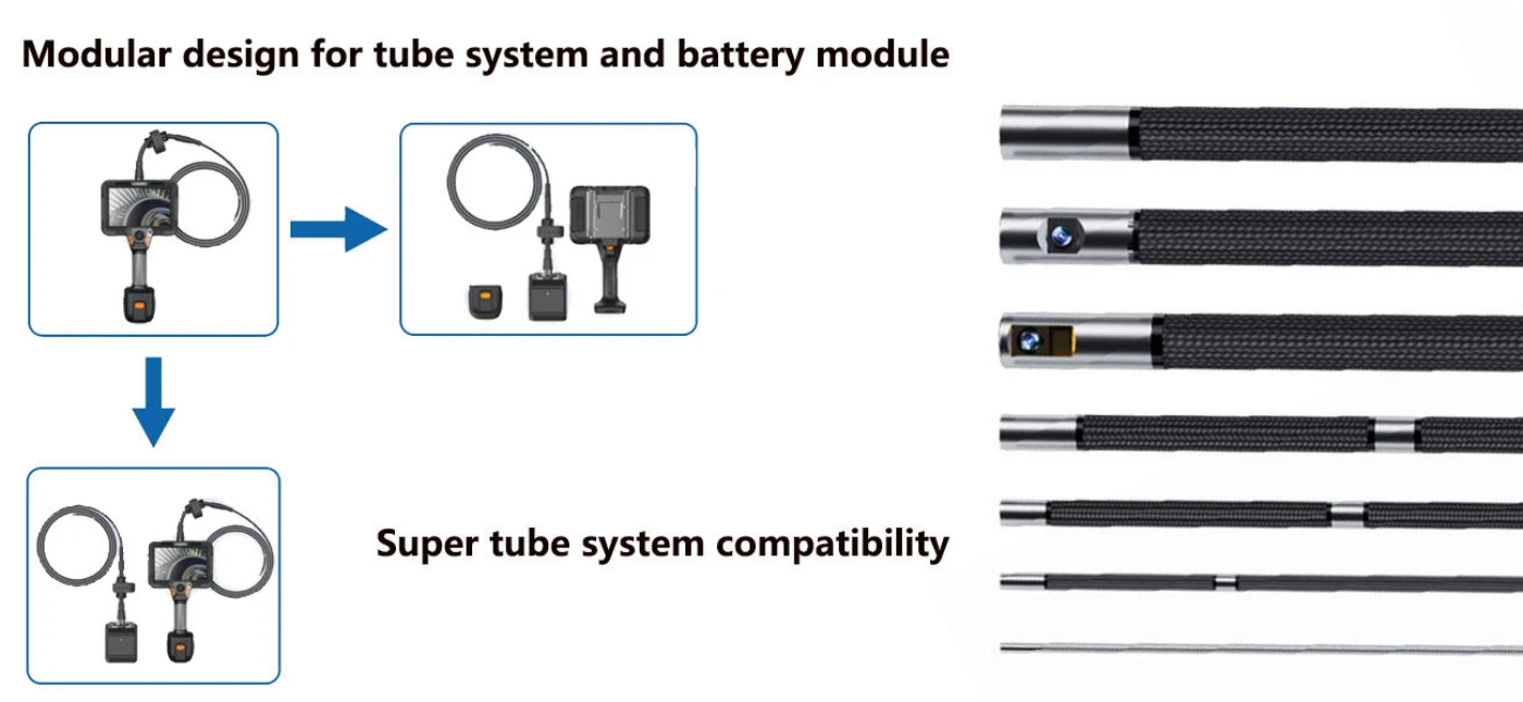 me series 360° articulation 1080p touch screen 7'' elite motor driven hd borescope