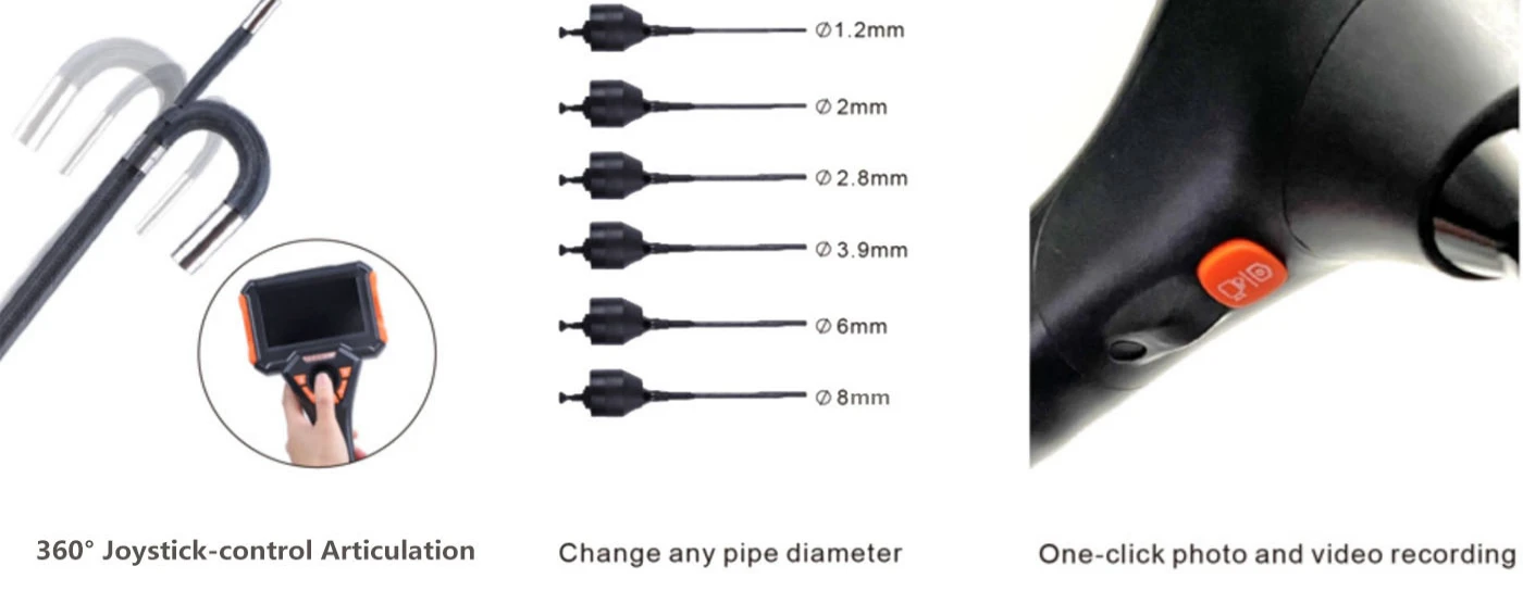 bo series 360° articulation 1080p hd joystick control 4.3'' optimal hd borescope