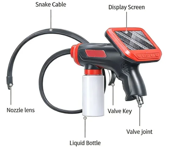 ce series 4.3'' side view & side spray nozzle evaporator cleaning borescope