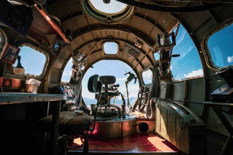 interior b 17 bomber plane from wwii airbase