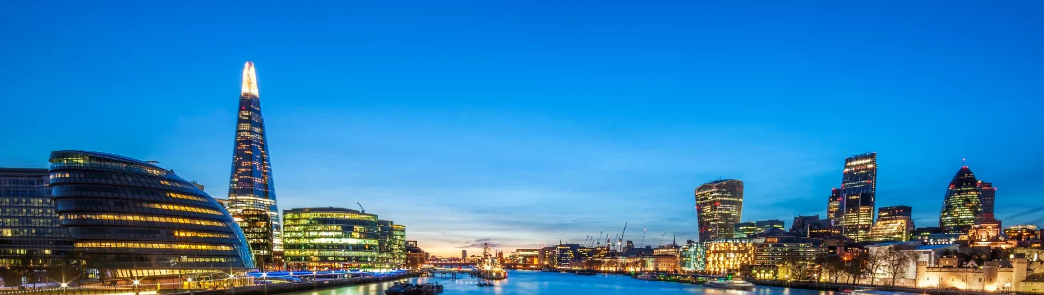 panoramic view london skyline from tower bridge