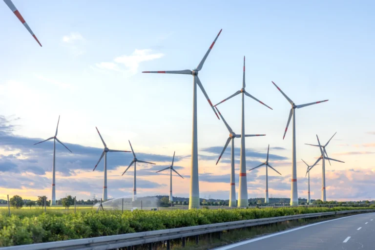wind turbines near highway emissionfree tech clean power