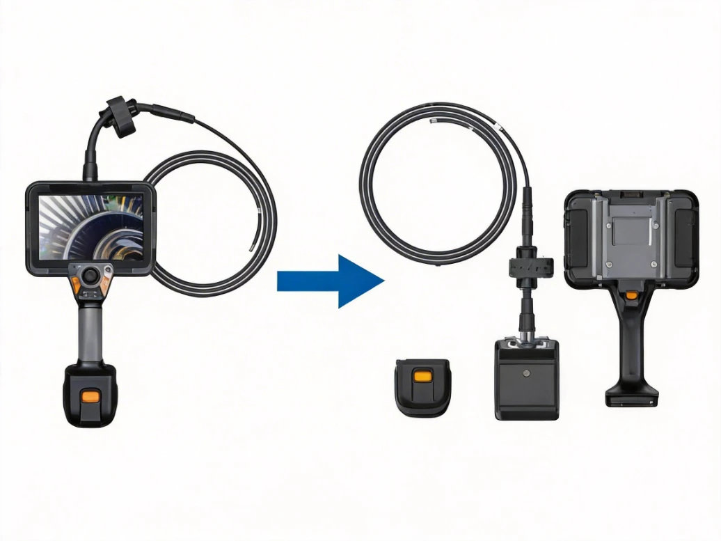 modular design of motorized 3d measurement borescopes