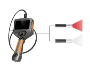 Dual light source industrial borescope with white light and infrared light probe